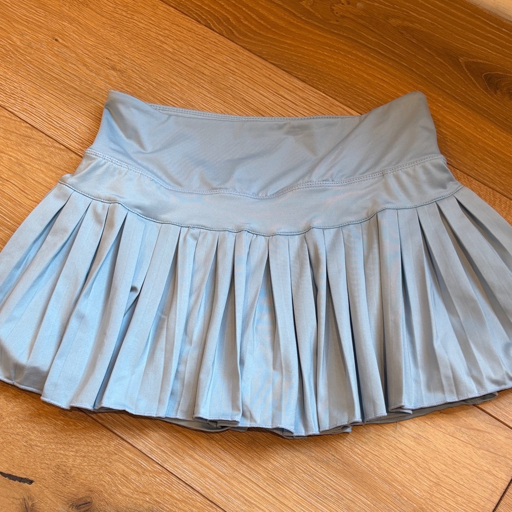 Chic Sky Blue Pleated Mini Skirt
